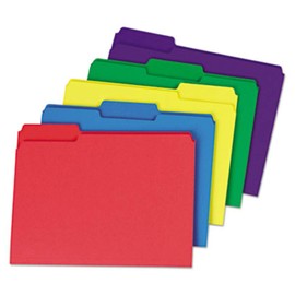 Universal 16466 Heavyweight File Folders, 1/3 Cut One-Ply Top Tab, Letter, Assorted, 50/Pack