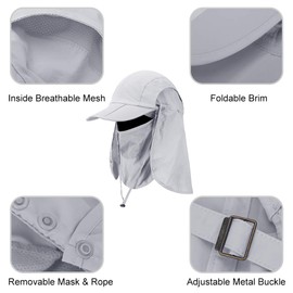 Foldable Sun Cap, Fishing Hats, UPF 50+ Protection Caps with Face Mask Neck Flap