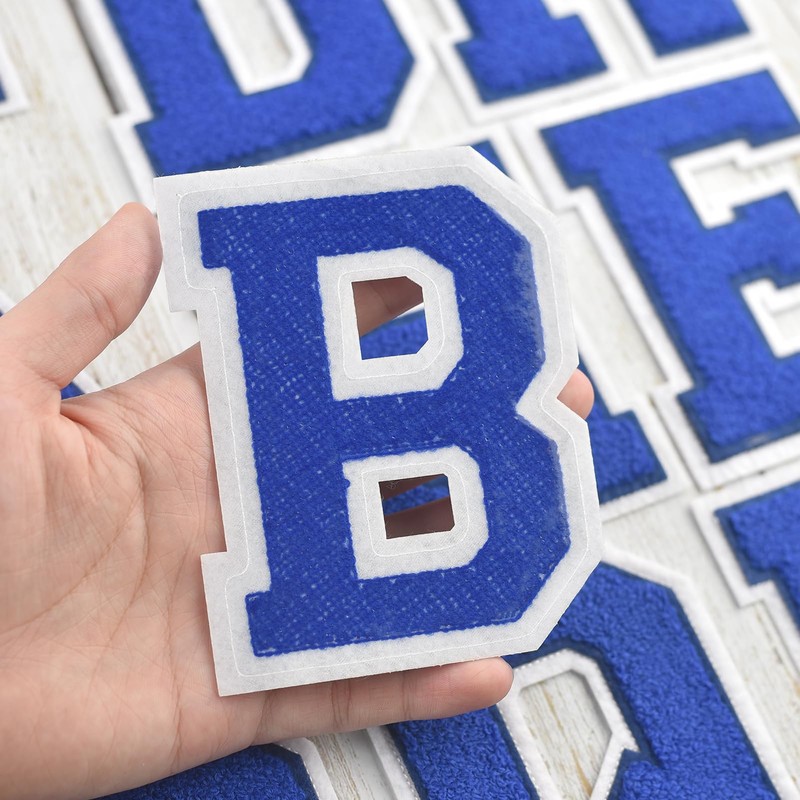 Single 4.5" Blue Chenille Varsity Letter Patch – Iron-On Applique