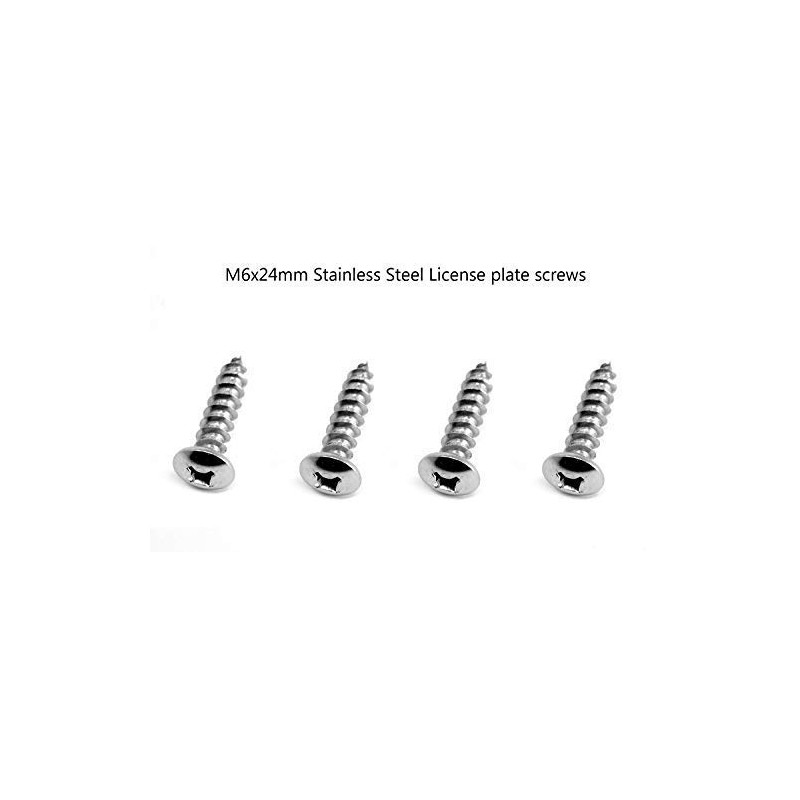 Stainless Steel Rust Resistant License Plate Frame Fasteners Screws M6x24mm