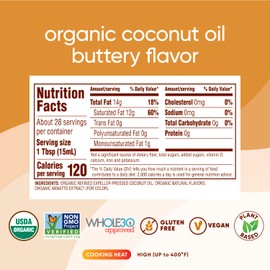 Nutiva Organic Coconut Oil with Non-Dairy Butter Flavor, 14 Ounce (Pack of 2), USDA Organic, Non-GMO, Whole 30 Approved, Vegan & Gluten-Free, Plant-Based Replacement for Butter