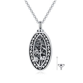 MEIDERBO November Birth Flower Urn Necklace for Ashes S925 Sterling Silver 12 Month Pendant Cremation Jewelry for Ashes with w/Funnel Filler Memorial Keepsake Jewelry for Women