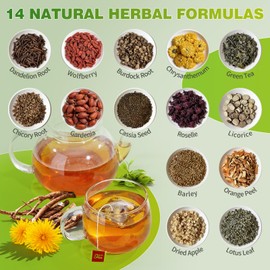 Dandelion Herbal Tea, Liver Detox Tea, Dandelion Tea, Liver Kidney Cleanse & Detox with Dandelion, Goji Berry, Burdock Root, Green Tea and Extra Herbal Ingredients, Kidney Tea, Chrysanthemum Tea, Dandelion Root Tea, Burdock Root Tea (30 Tea Bags(1 Pack)