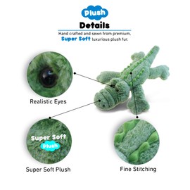 DolliBu Plush Alligator Stuffed Animal - Soft Fur Huggable Green Alligator, Adorable Playtime Gator Plush Toy, Cute Wild Life Cuddle Gift, Super Soft Plush Doll Animal Toy for Kids & Adult - 16.5 Inch