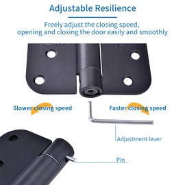 3 Pieces Self Closing Door Hinges 4 inch Matte Black Auto Close Hinge Adjustable 4 x 4 Inch Spring Hinges 5/8" Radius Corner Commercial Door Closer Hinge