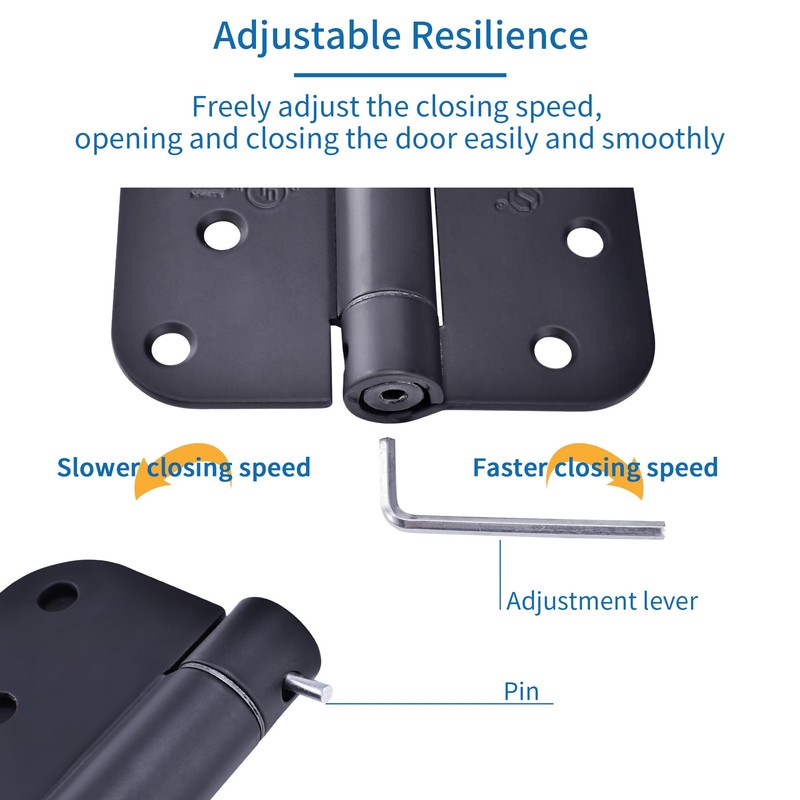 3 Pieces Self Closing Door Hinges 4 inch Matte Black