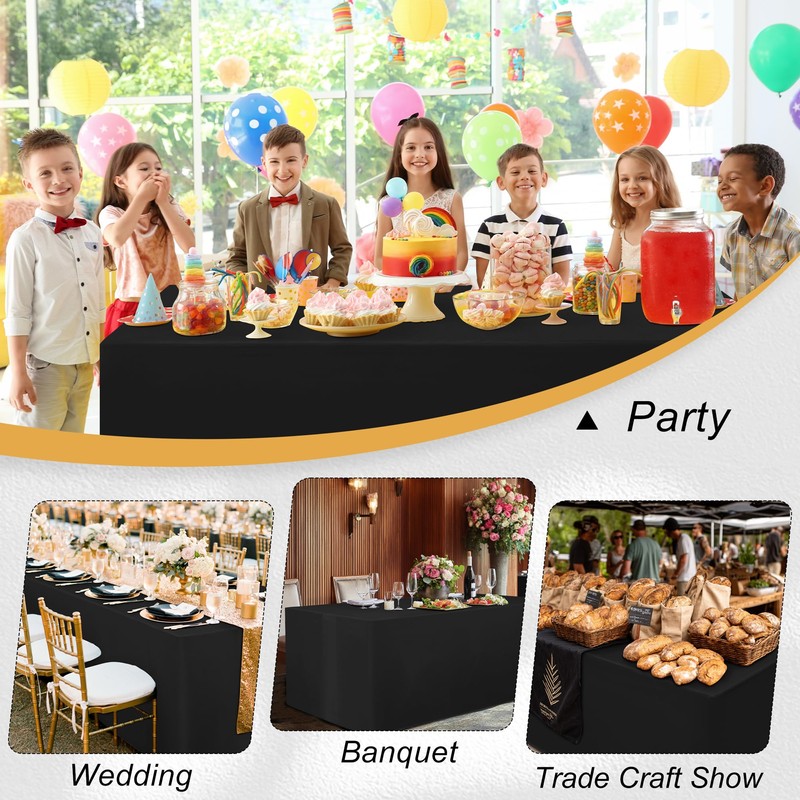 Hiasan Black Fitted Table Cloth 1 Pack, 72 x 30
