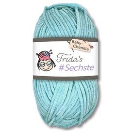 Frida's Wollhaus Frida's 50 g #Sixth Baby Chenille Yarn Knitting Crochet Wool Amigurumi Velvety Soft 30 Colours (749, Light Blue)
