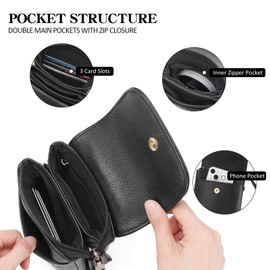 GAEKEAO Small Crossbody Bags for Women Leather Cell Phone Purse Bag Wallet with RFID Blocking Credit Card Slots Zipper Pocket