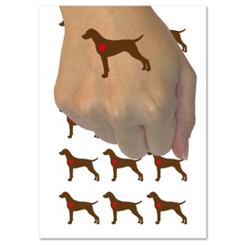 German Shorthaired Pointer Dog with Heart Temporary Tattoo Water Resistant Fake Body Art Set Collection - 54 1" Tattoos (1 Sheet)