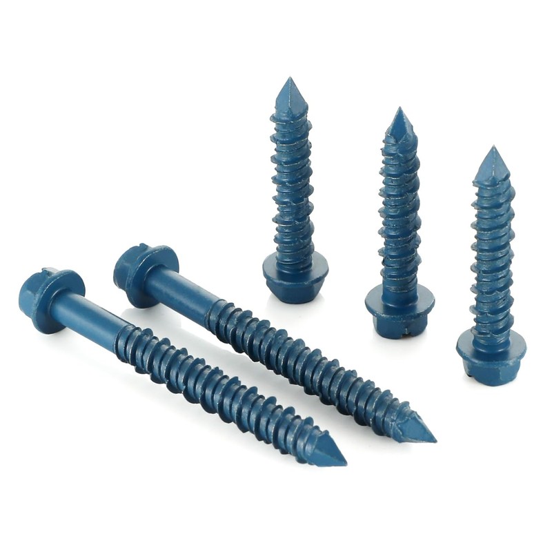 1/4" x 3" Concrete Screws, 50 PCS Blue Hex Washer