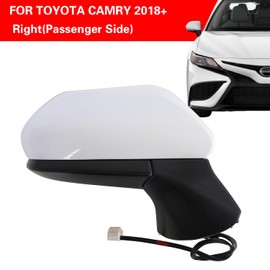Marretoo for Toyota Camry Side Mirror Assembly Passenger RH 2018 2019 2020 2021 2022 2023 2024 |WHITE | Power | Gloss Finish | Non-Heated | Replaces TO1321366| (POWER, Passenger Side(RH))