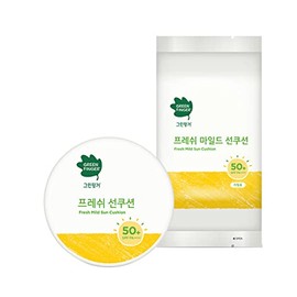 Green Finger Kids Sun protection Facial Cushion Pact, Aloe,Baobao, Moringa, Children Sun Protection SPF50+ Fresh Mild Sun Cushion Set (12g original product+12g refill)