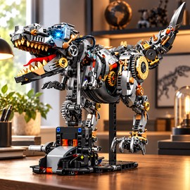 Mechanical T-Rex Dinosaur Building Blocks for DIY Model Building – 1268-Piece Jurassic Dinosaur Display Set for Kids and Adults
