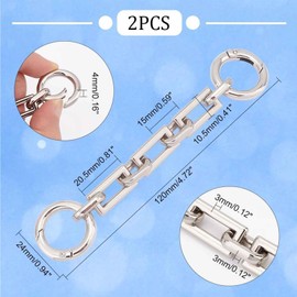 RSYHVG 2Pcs Bag Extender Chains Alloy Purse Chain Strap 12cm Platinum Crossbody Shoulder Bag Strap Extender Chains with Connector Ring for Bag Straps Replacement Accessories