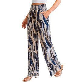 QIANXIZHAN Women's Boho Pants, Wide Leg High Waist Harem Pants Hippie Yoga Clothes with Pockets