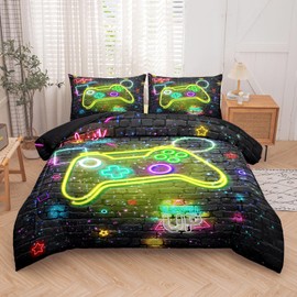 MWMWMW Kids Comforter Set for Boys, Gaming Bedding Set Full with 1 Comforter and 2 Pillowcases