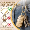 6Pcs Brass Gold Carabiner Oval Key Ring, Anti-Theft Screw Lock