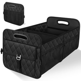 Deosk Trunk Organizer for Car - 70L Collapsible Car Storage for Suv Sedan Truck,600D Waterproof Polyester,Reinforced Handles and Non Slip Bottom(Large,Leopard print)