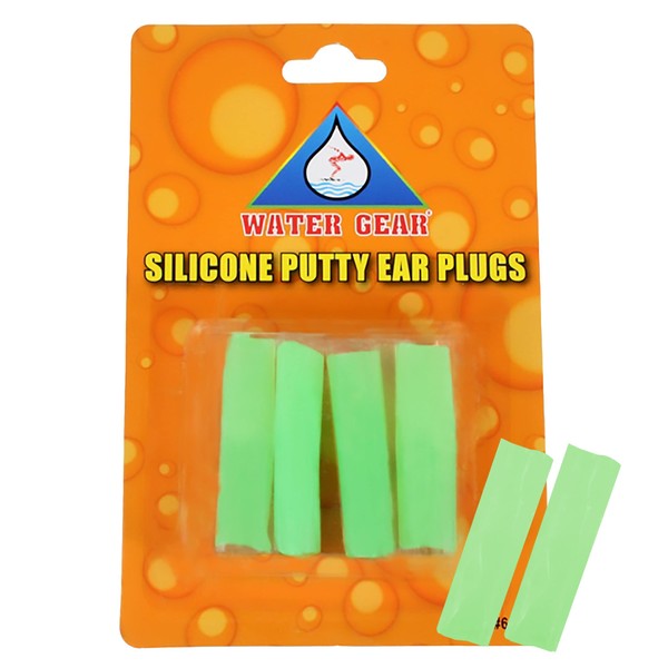 Water Gear Silicone Ear Plugs - Swimming Putty Ear Plugs - Soft Moldable Protection from Water and Shooting Noise (Green)
