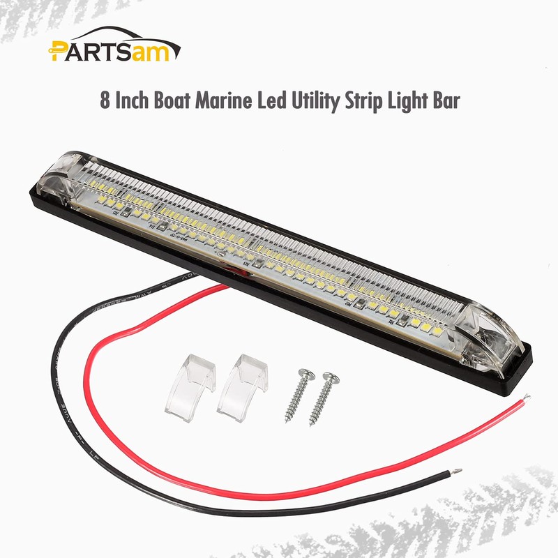 Partsam 1Pcs 8 Inch Slim Line White 30 LED Utility