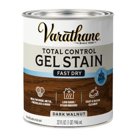 Varathane Total Control Gel Stain | Low Odor Water-Based Formula | Thick Gel Formula for Vertical Surfaces | Ideal for Wood, Metal & Fiberglass | Quart | Dark Walnut