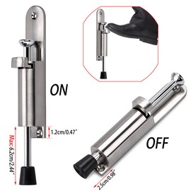 IGNPION Stainless Steel Spring Loaded Adjustable Door Stop Silver (1 Piece)