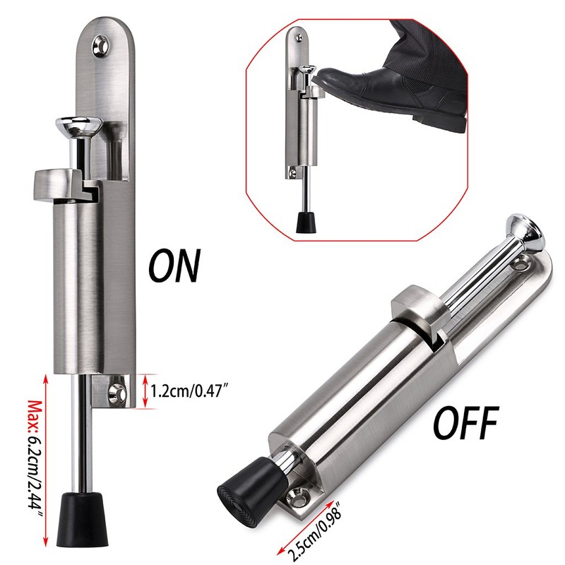 IGNPION Stainless Steel Spring Loaded Adjustable Door Stop Silver (1