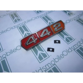 NORS 1966 Olds Cutlass "442" Grill Emblem with Hardware | Chrome Plated Tri-Color
