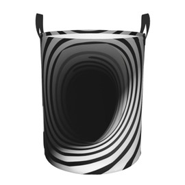 OPSREY Black and white printed Round Laundry Basket Storage Hamper Clothes & Toys Storage Box
