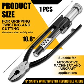 Lanties 9 Inch Reversible Safety Wire Twister Pliers Left and Right Twists Aircraft Wire Twisting Tool Automatic Metal Lock Twister for Aircraft Auto Industry