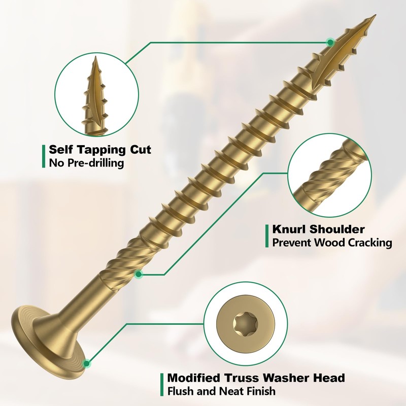 FMhotu 8 Inch Heavy-Duty Outdoor Deck Screws, 50Pcs Star Drive