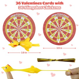 Kids Valentines Day Cards with Flying Chicken Slingshot Toys,36pcs Valentines Day Gift Cards and 36pcs Rubber Chicken Slingshot Toy,Valentine's Day Chicken-themed School Classroom Gifts for Kids