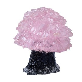DZJXBZhu Natural Crystal Rose Quartz Tree Figurine Healing Crystal Spirit Chakra Meditation Pocket Gem a Collectible Gift