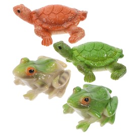 Generic 4pcs Outdoor Frog and Turtle Resin Ornaments Durable Garden Animal Figurines for Micro Landscape Decor Weather-Resistant Miniature Sculptures for Patio and Enhancement