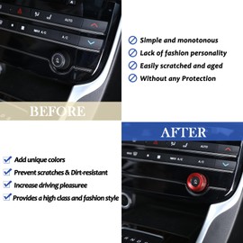 Daeiclru Aluminum Stereo Volume Switch Knob Ring Cover Compatible with Jaguar F-PACE/XE/XEL/XF/XFL, Control Rings Multimedia Volume Knob Cover, Interior Control Knob Cover Accessories (Red)