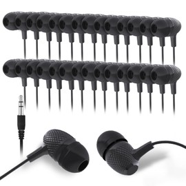 Bulk - Paquete de 50 auriculares para aulas para niños, auriculares duraderos al por mayor, perfectos para escuelas K12, estudiantes, jardín de infantes, regalo para niños y adultos (HY400 negro)