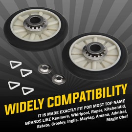 Seentech 349241T Drum Roller Kit - Compatible with Whirlpool, Kenmore Dryer - Replaces AP3098345 PS347627 349241TVP 26000349241 3389901 3397588 3397590
