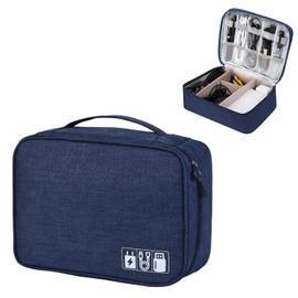 Cable Bag, Cable Organiser Bag, Cable Organiser Travel, Travel Electronic Bag, Charging Cable Organiser, Charging Cable Bag, Electronics Accessories Organiser (Dark Blue)