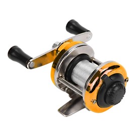 Smooth High Strength Lightweight Bait Casters Reel, Solid Spinning Fishing Reel, for Ice Fishing Outdoor Fishing(Golden)