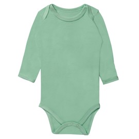 GUISBY Baby Bodysuit with Mitten Cuffs, Rayon made from Bamboo Long Sleeve Snap Pajamas Sage 3-6 Months