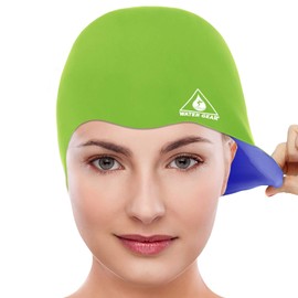 Water Gear Silicone Adult Swim Cap - Flexible Unisex Waterproof - Great for Short and Long Hair - Improve Your Performance - Women Men and Teen