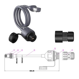 Starlink Mini Ethernet Adapter RJ45-0.5m 26AWG CAT5E 2000Mbps Accessories, for Starlink Ethernet Adapter Gen 3 & Mini, RJ45 Coupler, IP68 Waterproof Extension Repair Coupler Indoor Outdoor Use