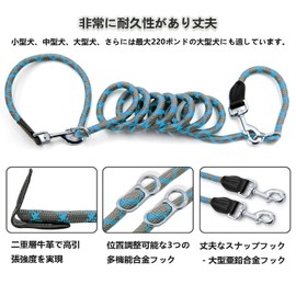 Coehaopike 6-in-1 Multi-functional Hands-Free Dog Lead, Shoulder Compatible, For Training, Walking, Jogging, Load Capacity 242.4 lbs (110 kg), Maximum 9.6 ft (2.60 m) (Blue)