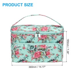 PATIKIL Knitting Bag for Yarn Storage, Large Size Crochet Organizer Strap Case Holder with Pocket for Crocheting Supplies Needles Hooks, Green