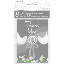 Unique Thank You Cards Bridal Shower 8ct with Envelope Blank Inside Wedding