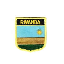 XIAOYATOU 1 PSC - Parche bordado con escudo de bandera de Ruanda, emblema nacional termoadhesivo, 2.7 x 2.3 pulgadas, borde amarillo (Ruanda)