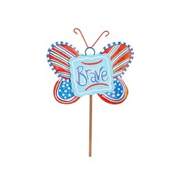 The Round Top Collection Brave Butterfly Stake - Patriotic Metal Garden Accent in Red, White, and Blue - Outdoor Decoration for Summer Displays