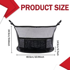 HEVLE Car Net Pocket Handbag Holder, Auto Net Pocket Purse Holder Between Front Seats Car Storage Organizer, Universal Car Interior Accessories Barrier of Backseat Pet Kids (Black)
