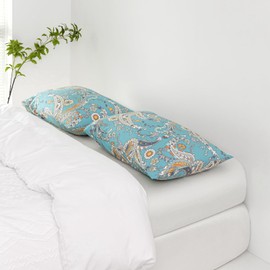 SUSYBAO 100% Cotton Pillowcases Queen Size Set of 2 Aqua Blue Bohemian Pillow Cases Envelope Closure End Paisley Floral Pillow Covers Luxury Quality Soft Breathable (2 Pack, 20 x 26 inch)